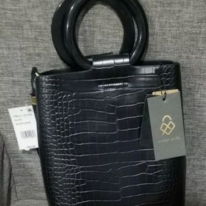 Street Level Black Croco Mini Tote